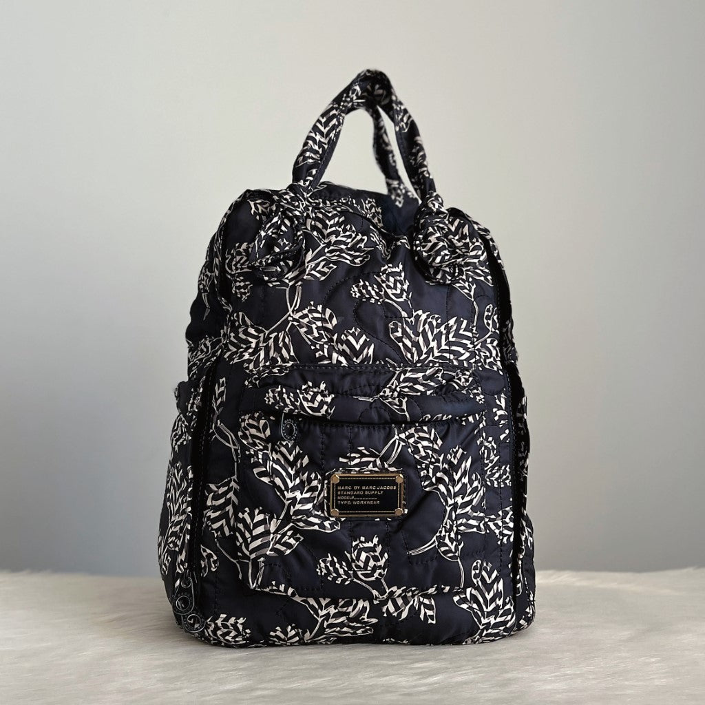 Marc Jacobs Floral Pattern Front Logo Quilted Backpack