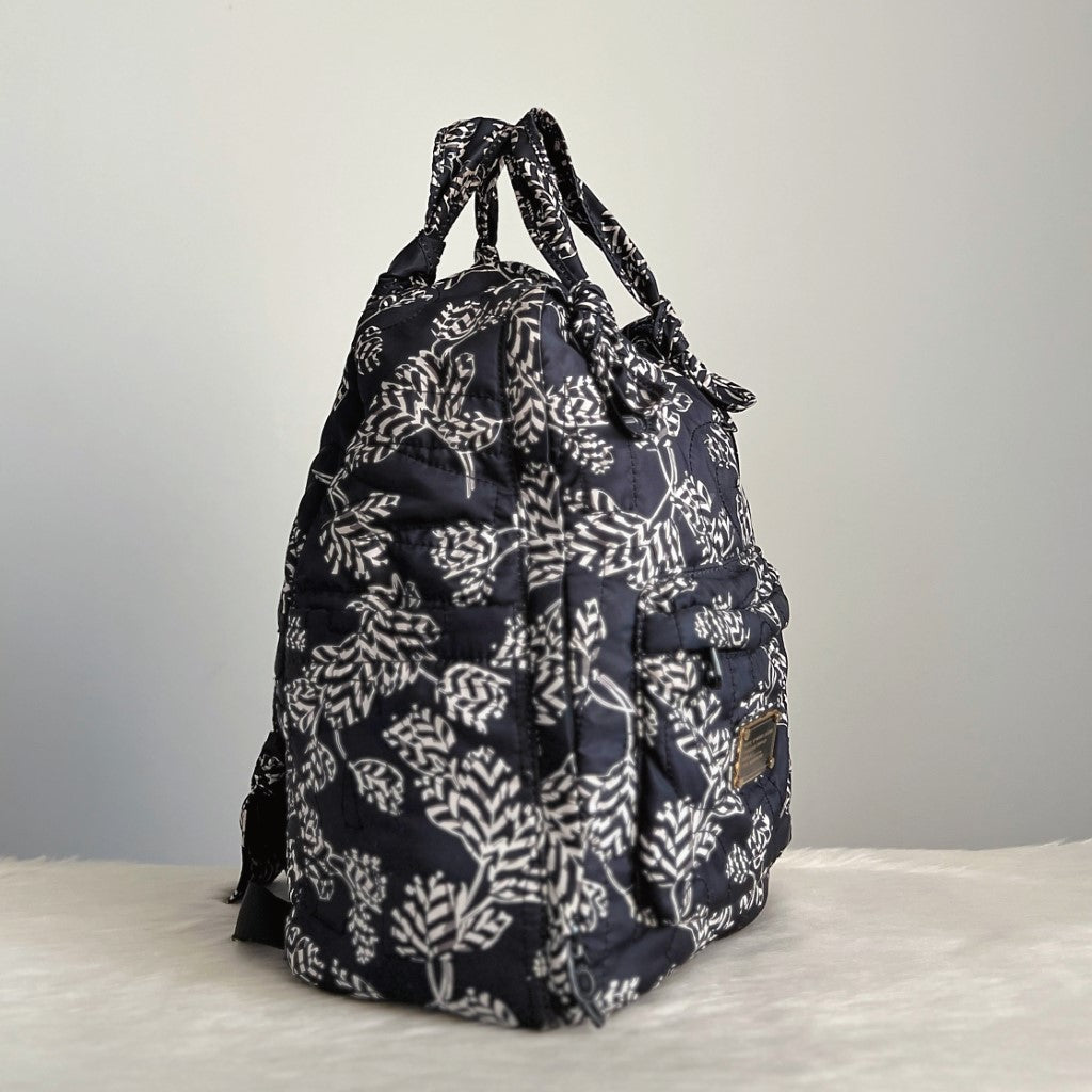 Marc Jacobs Floral Pattern Front Logo Quilted Backpack