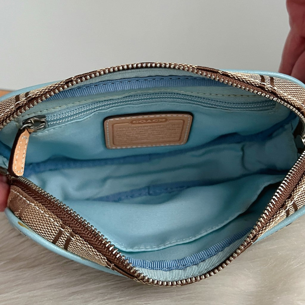 Coach Blue Leather Strap Front Suede Block Waist Bum Bag