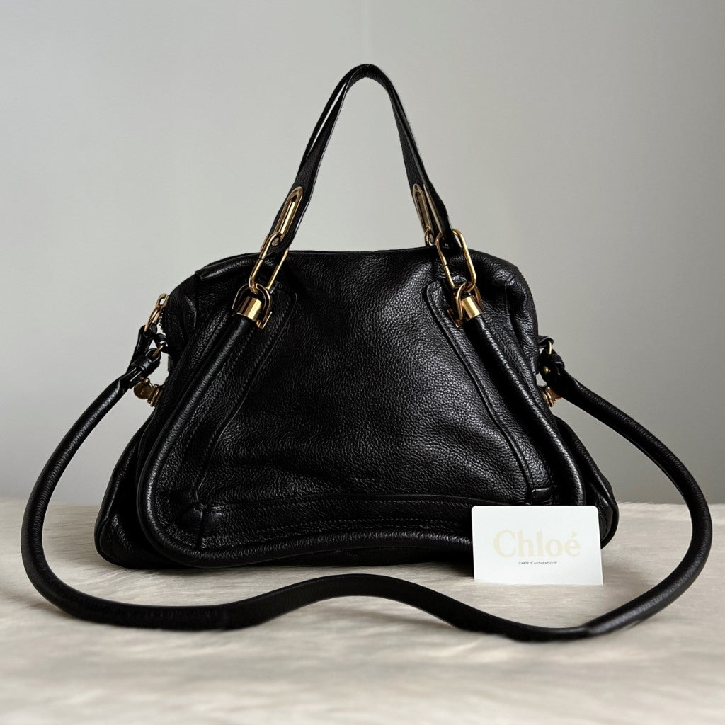 Chloe Iconic Black Leather Paraty 2 Way Shoulder Bag Excellent