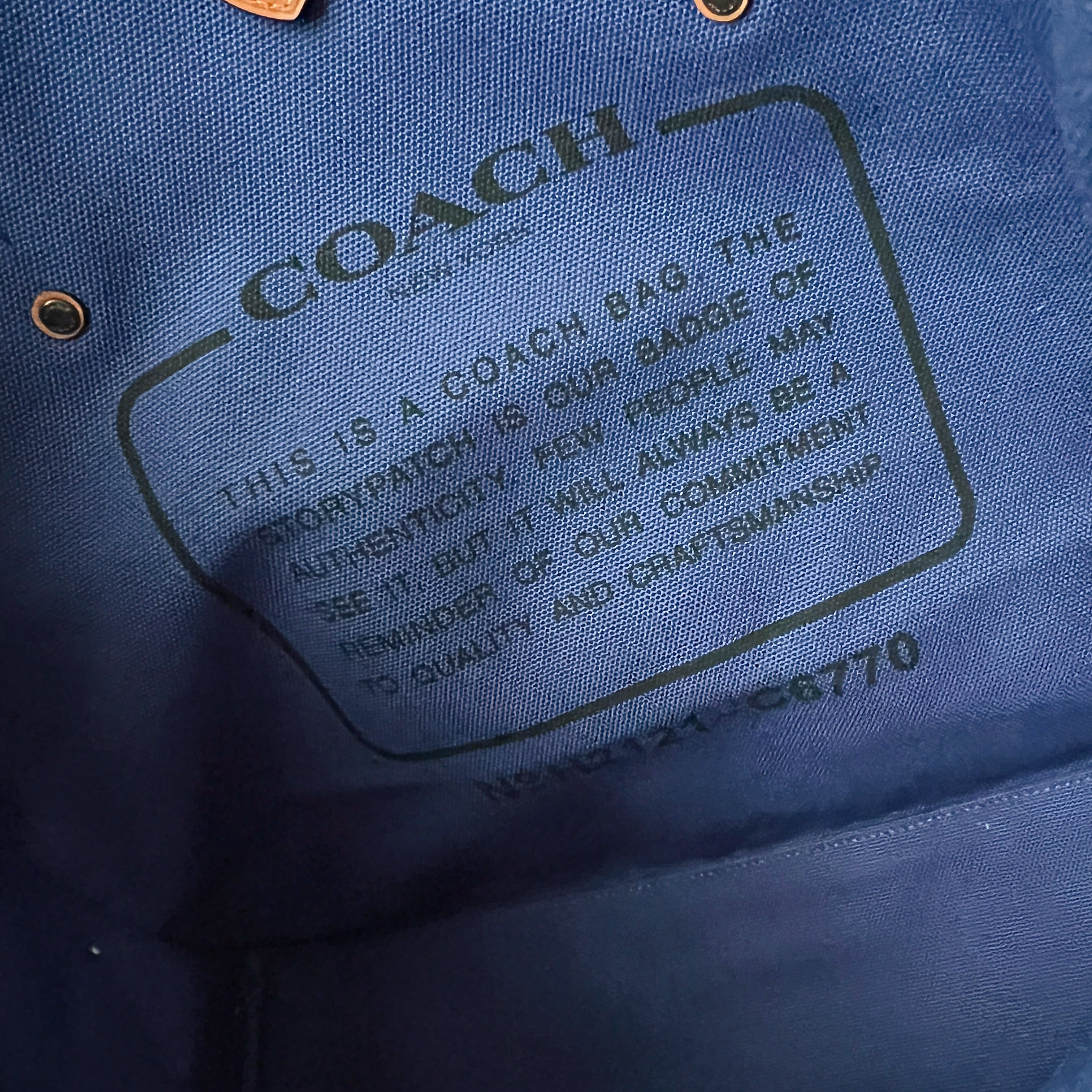 Coach Blue Anniversary Logo Charm Detail Large Shoulder Bag Excellent