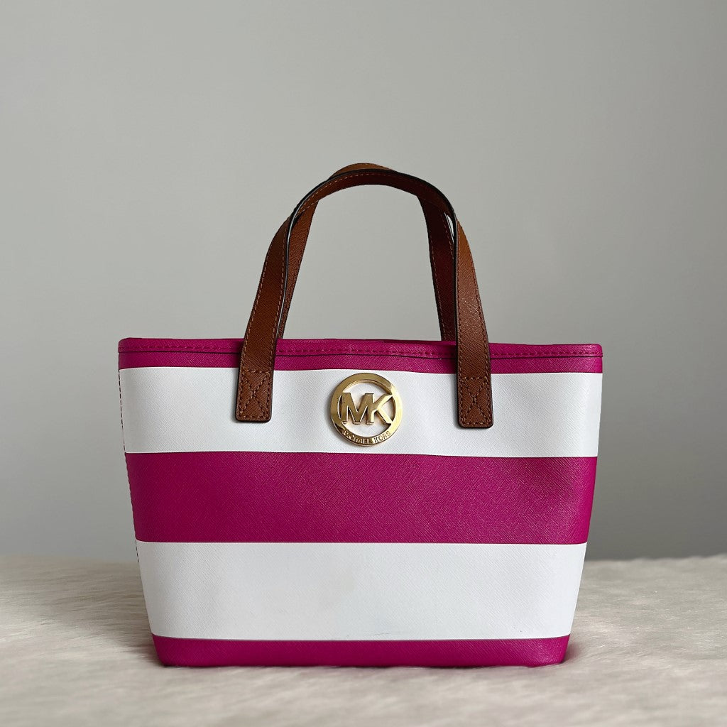 Michael Kors MK Logo Colour Stripe Small Tote Bag