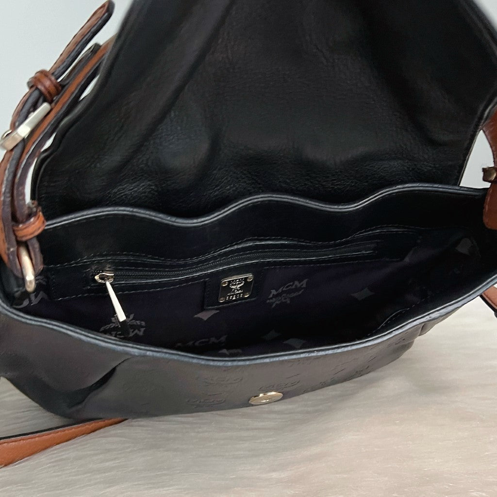 MCM Two Tone Leather Drawstring 2 Way Shoulder Bag