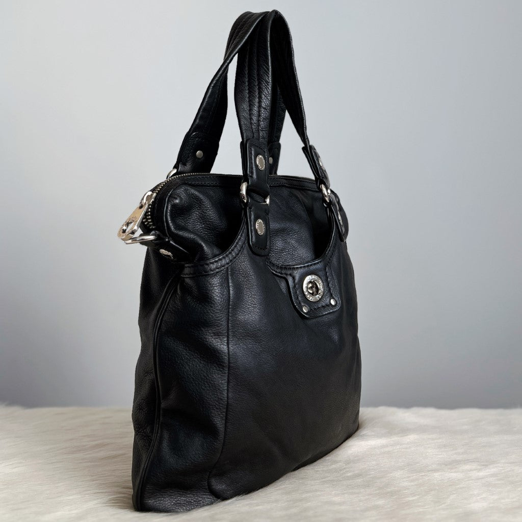 Marc Jacobs Black Leather Front Turn Lock 2 Way Shoulder Bag Excellent