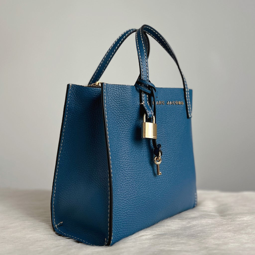 Marc Jacobs Blue Leather Triple Compartment 2 Way Shoulder Bag