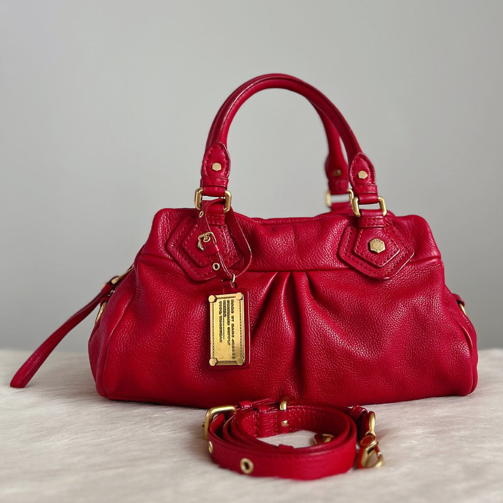 Marc Jacobs Red Leather Classic Q 2 Way Shoulder Bag Excellent