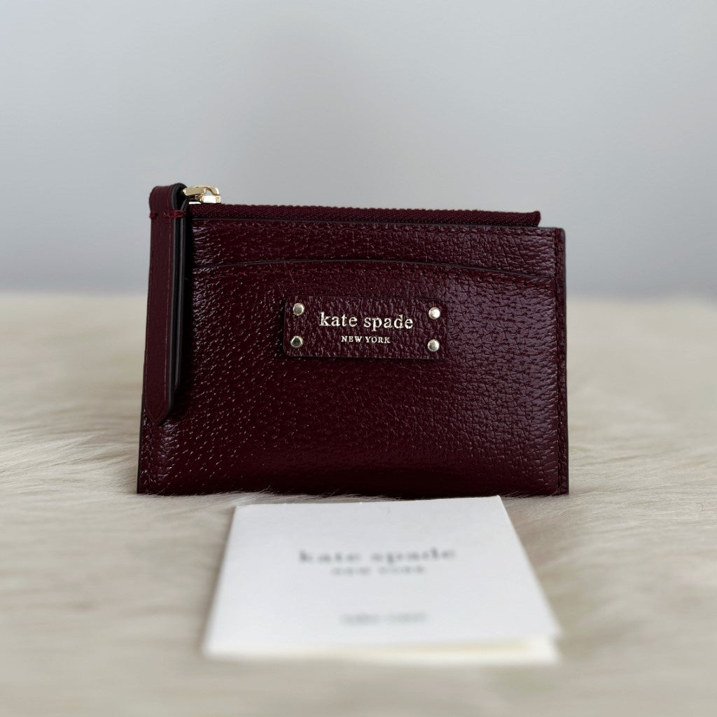 Kate Spade Maroon Leather Multi Slots Card Holder Like New