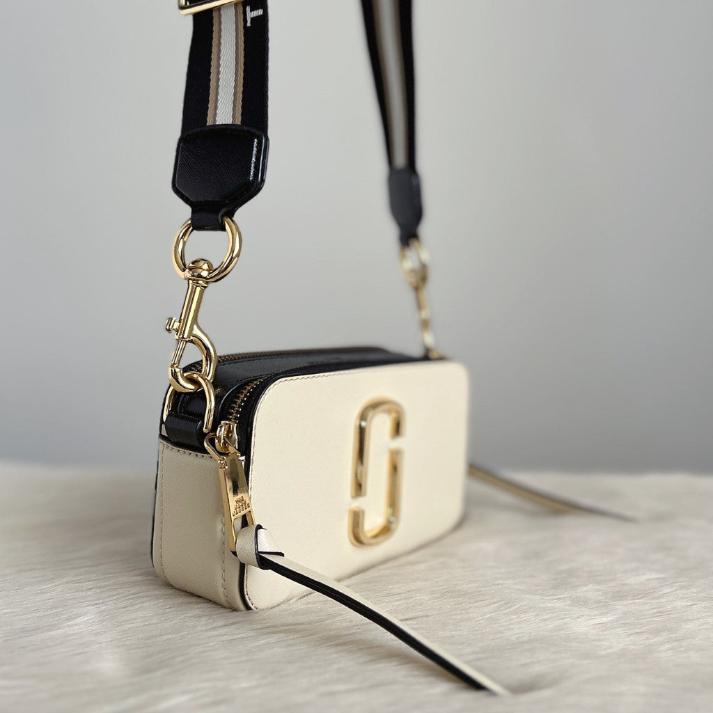 Marc Jacobs Two Tone Leather Camera Crossbody Shoulder Bag