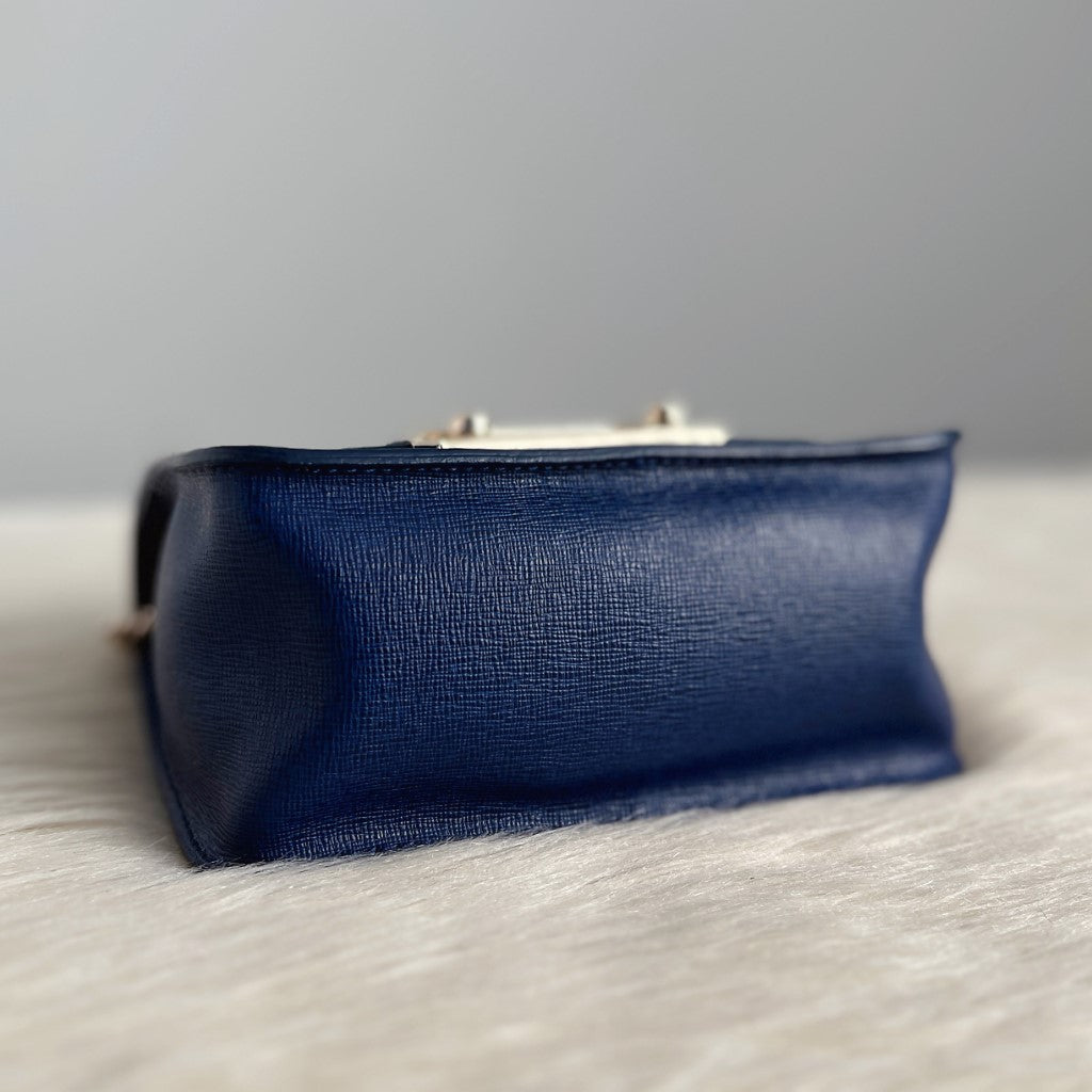 Furla Blue Leather Metropolis Small Shoulder Bag Like New