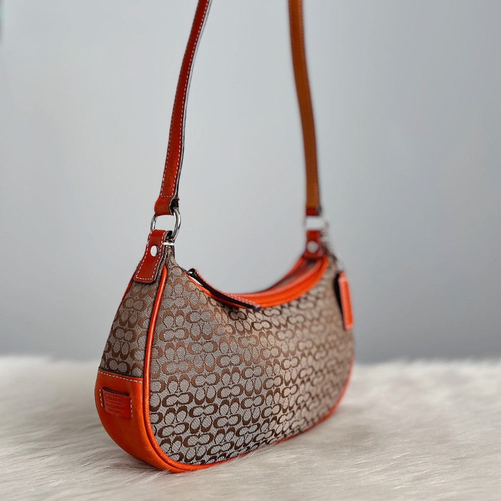 Coach Orange Leather Monogram Small Crossbody Shoulder Bag