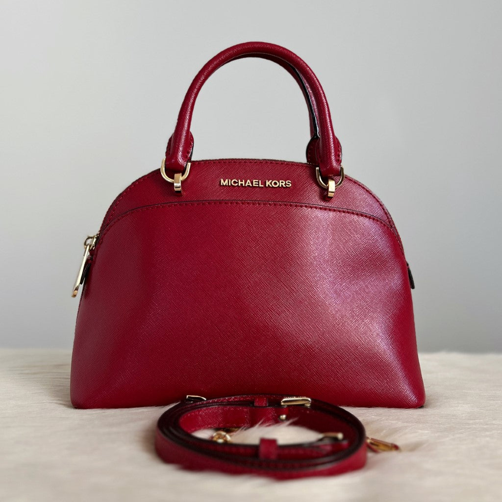 Michael Kors Maroon Leather Chain Detail 2 Way Shoulder Bag Excellent