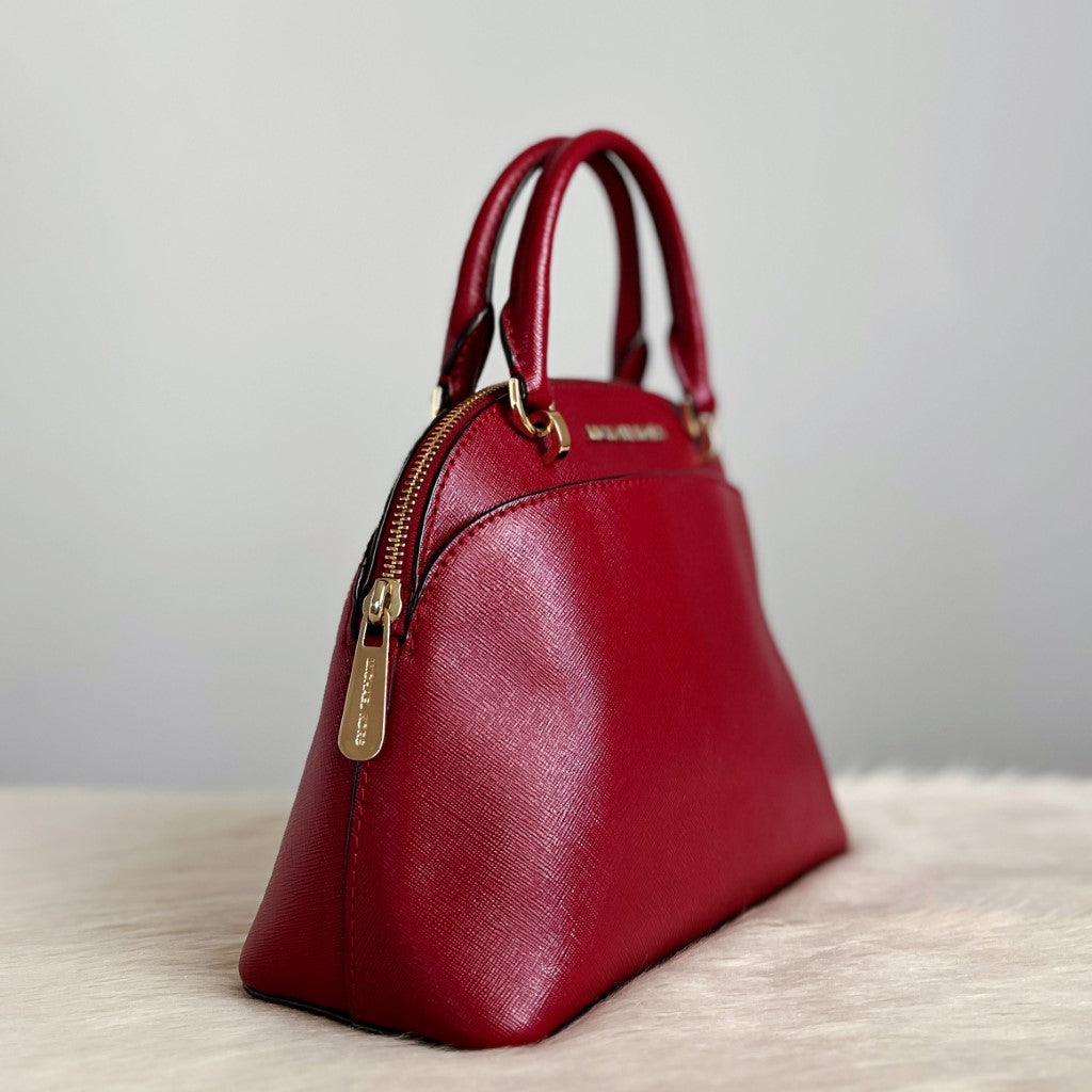 Michael Kors Maroon Leather Chain Detail 2 Way Shoulder Bag Excellent