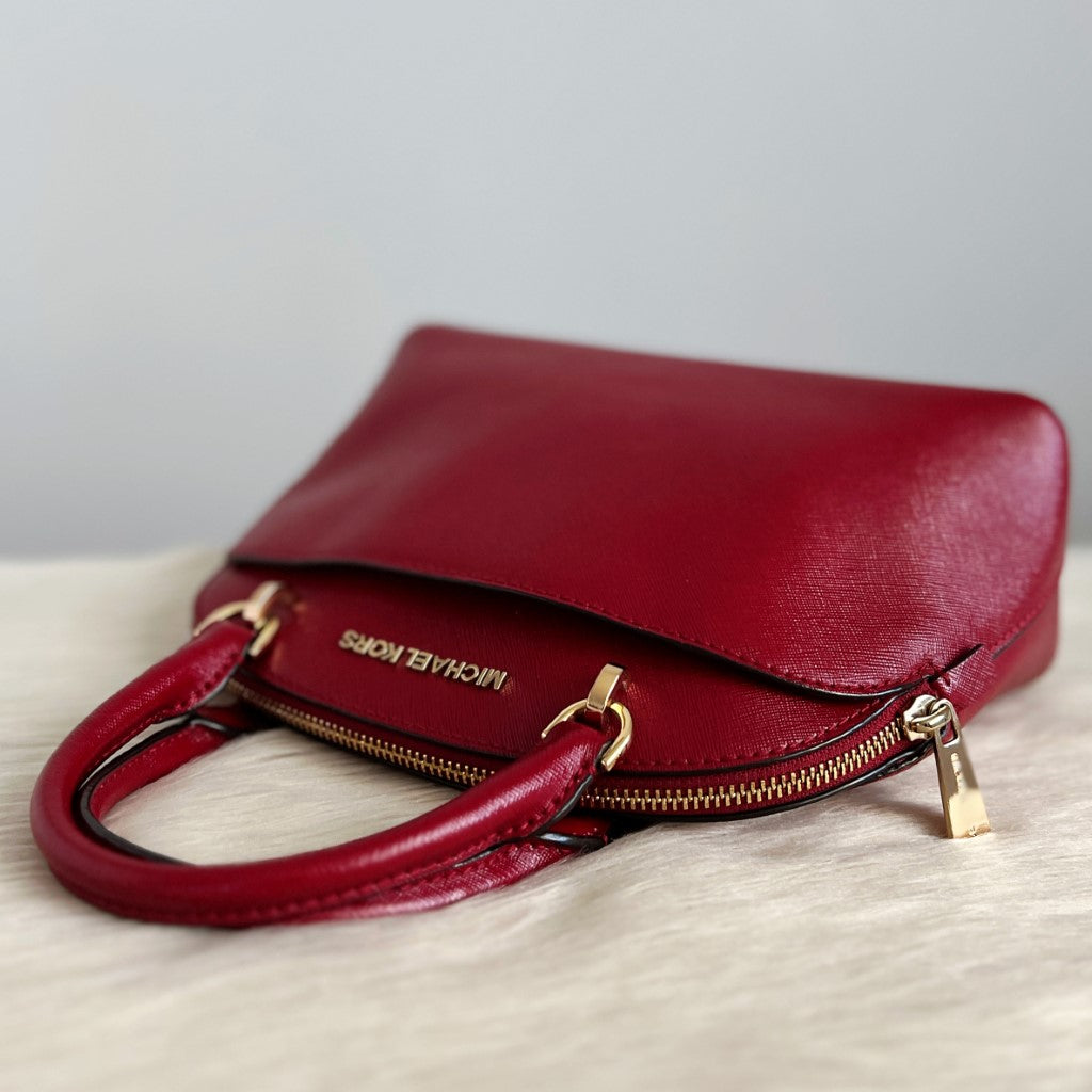 Michael Kors Maroon Leather Chain Detail 2 Way Shoulder Bag Excellent