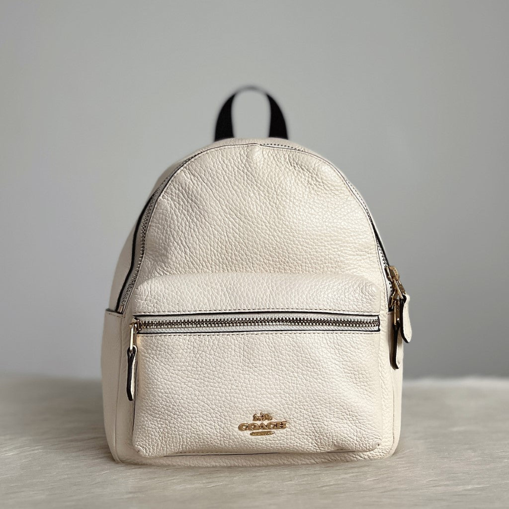 Coach White Leather Front Pocket Mini Backpack