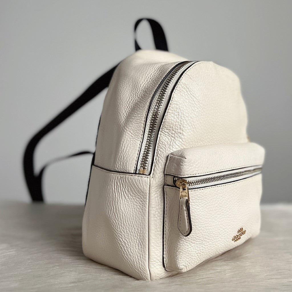 Coach White Leather Front Pocket Mini Backpack