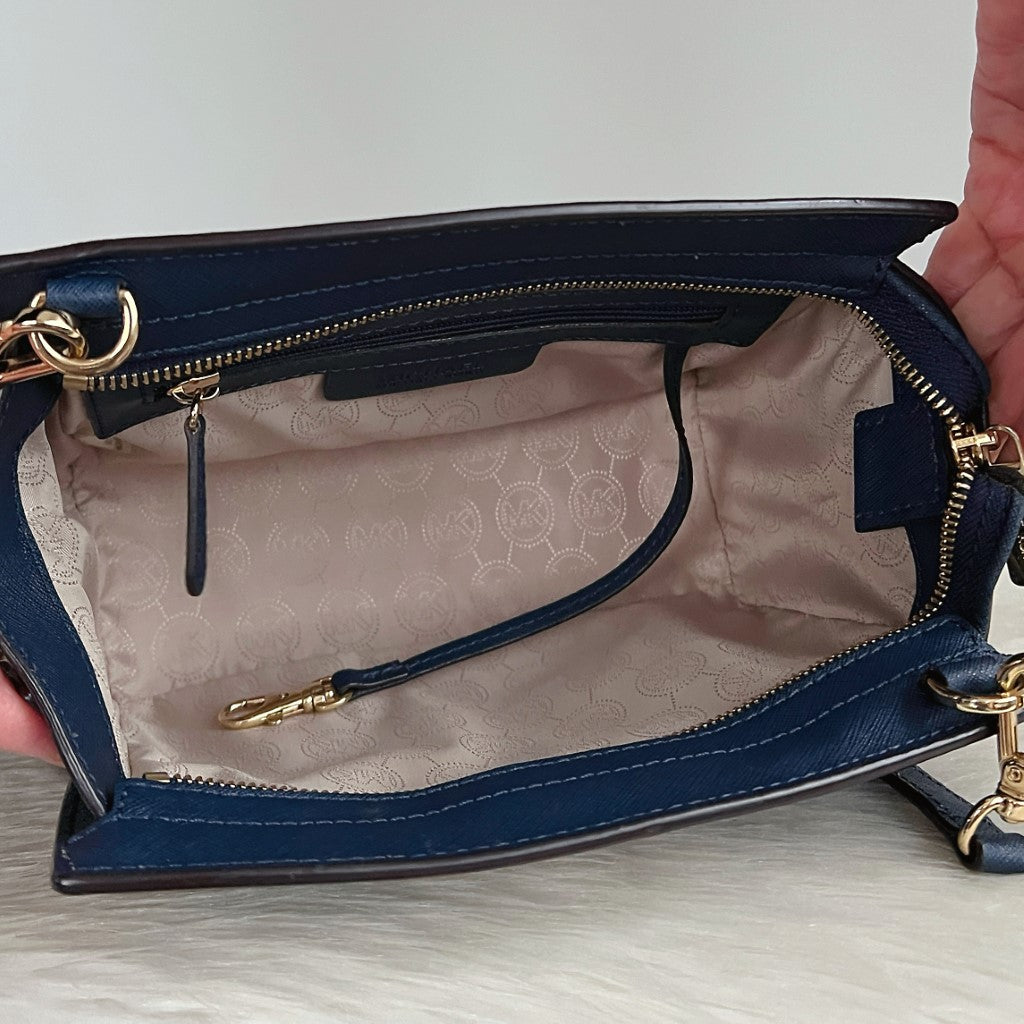 Michael Kors Navy Leather Selma Crossbody Shoulder Bag