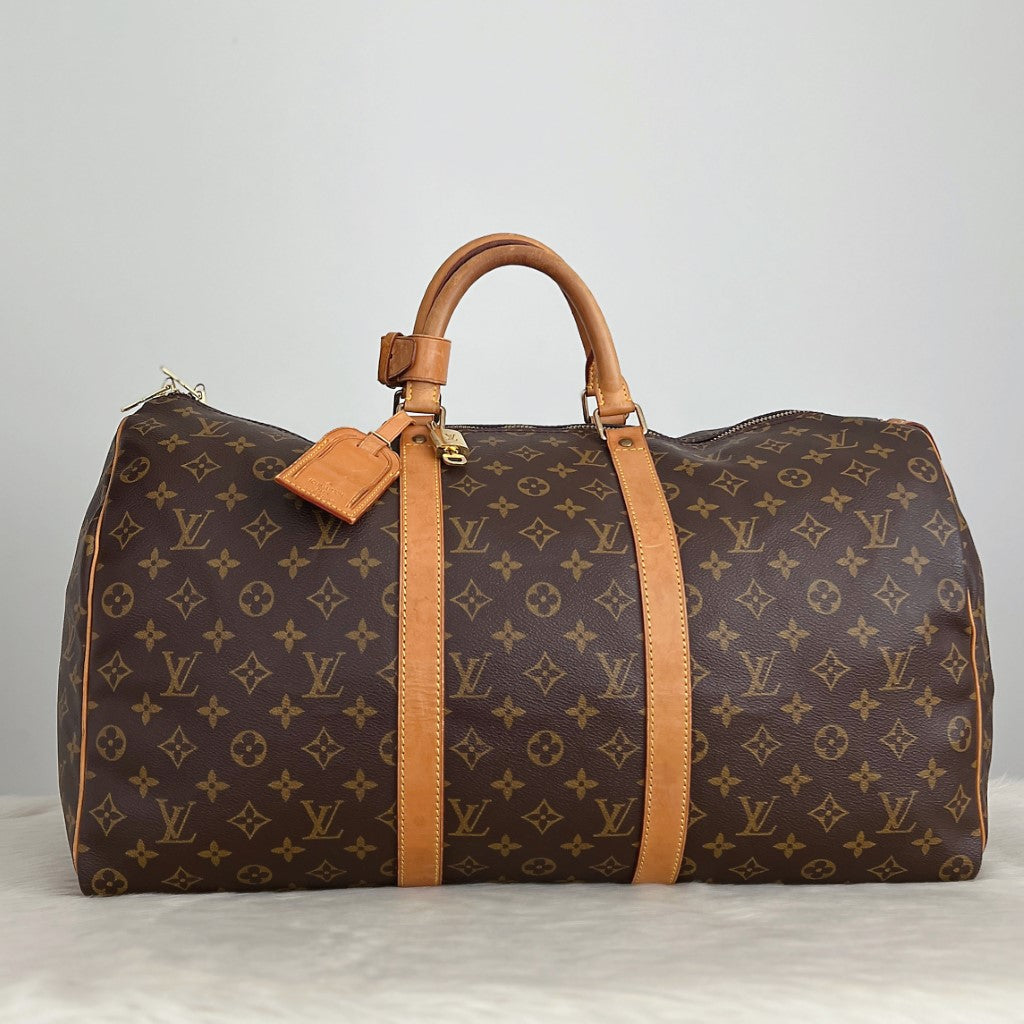 Louis Vuitton Signature Monogram Keepall 50 Travel Bag Full Set