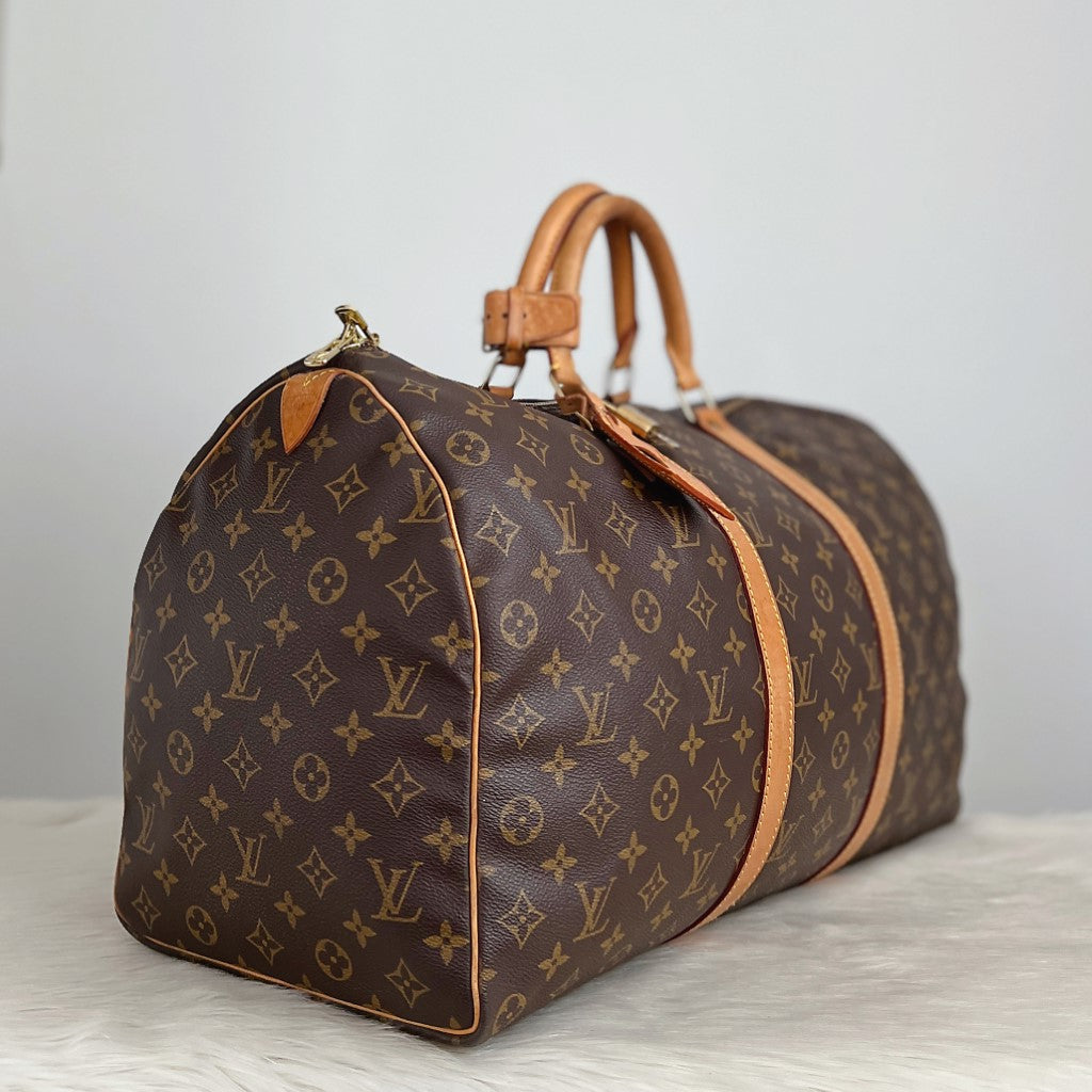 Louis Vuitton Signature Monogram Keepall 50 Travel Bag Full Set