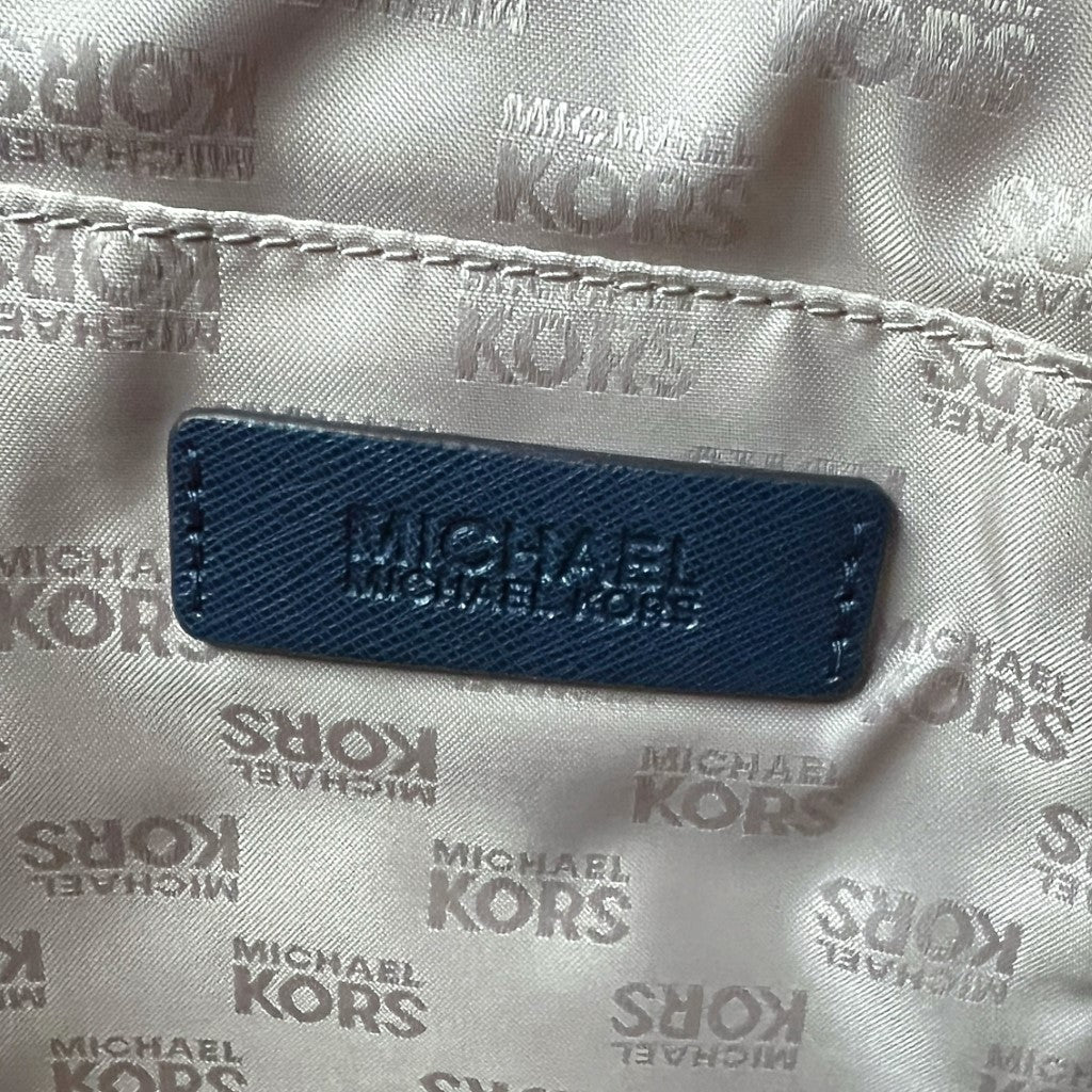 Michael Kors Navy Leather MK Charm Carryall Shoulder Bag Like New