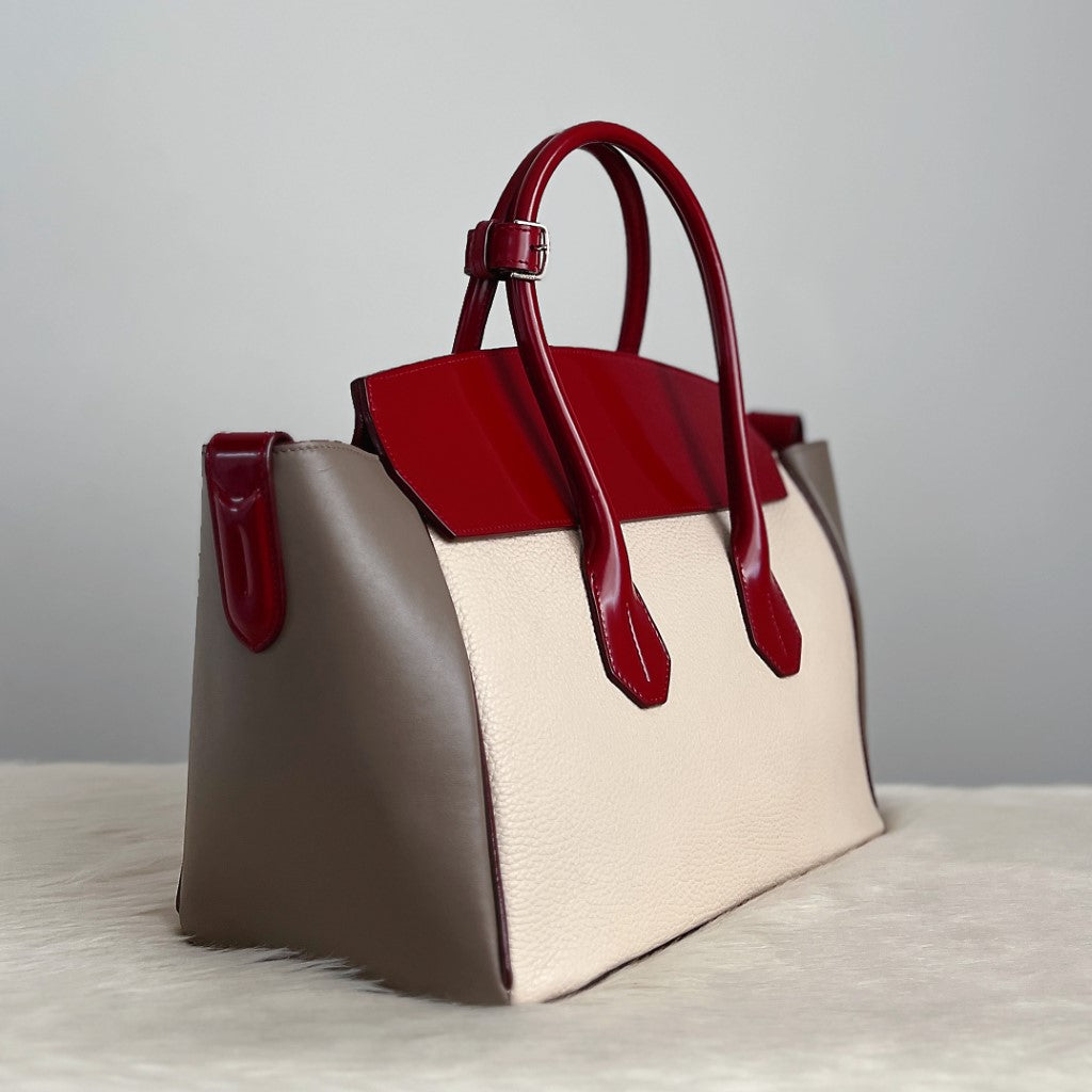 Bally Tri-Tone Leather Signature Sommet Tote Bag Excellent