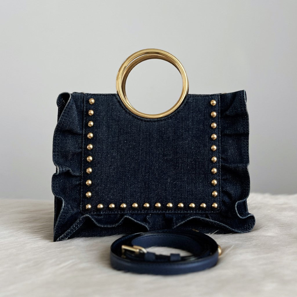 Kate Spade Denim Studded Detail Triple Compartment 2 Way Shoulder Bag