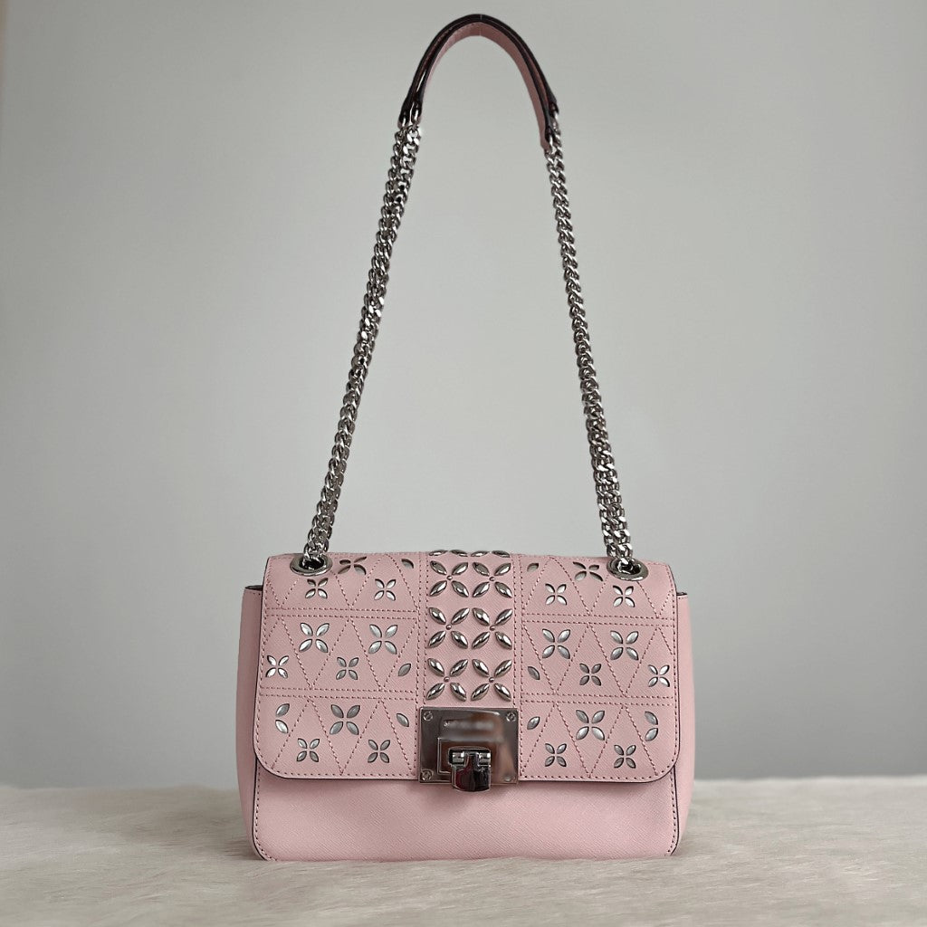 Michael Kors Pink Leather Cut Out Detail 3 Way Shoulder Bag Like New