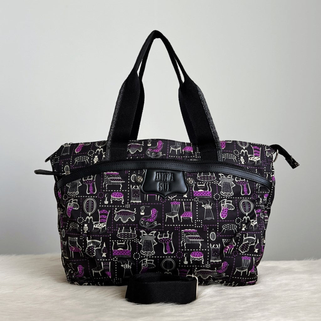 Anna Sui Arty Pattern Carryall 2 Way Shoulder Bag Like New