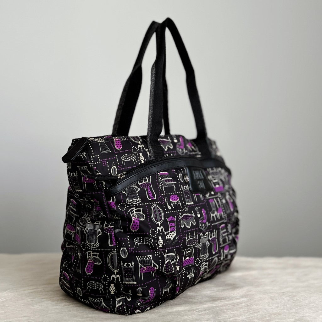 Anna Sui Arty Pattern Carryall 2 Way Shoulder Bag Like New