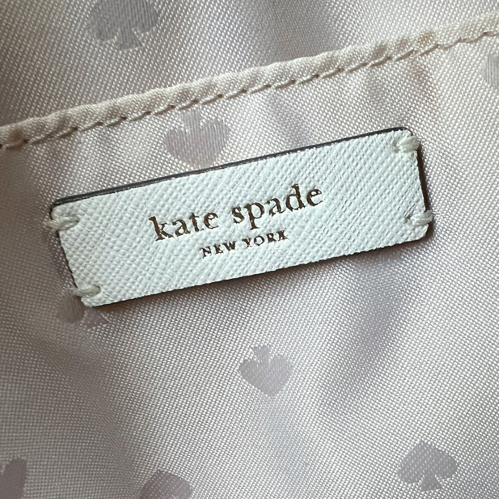 Kate Spade White Leather Front Logo Straw 2 Way Shoulder Bag