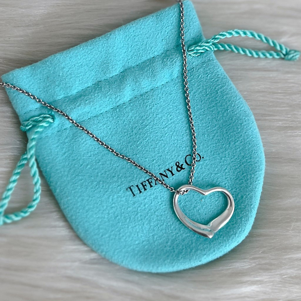 Tiffany & Co. Elsa Peretti Silver Open Heart Necklace Excellent