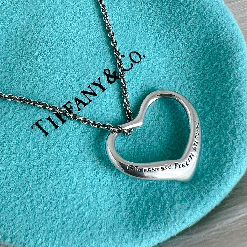 Tiffany & Co. Elsa Peretti Silver Open Heart Necklace Excellent