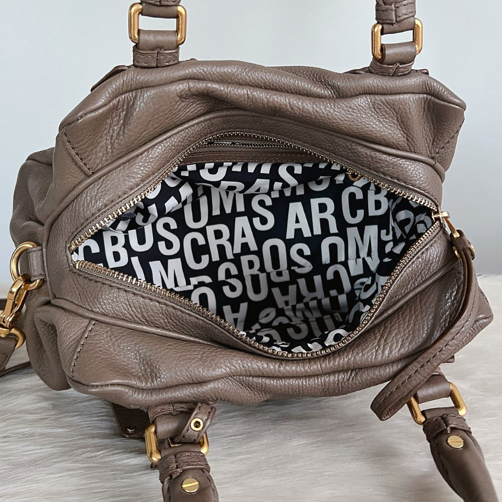 Marc Jacobs Taupe Leather Classic Q 2 Way Shoulder Bag