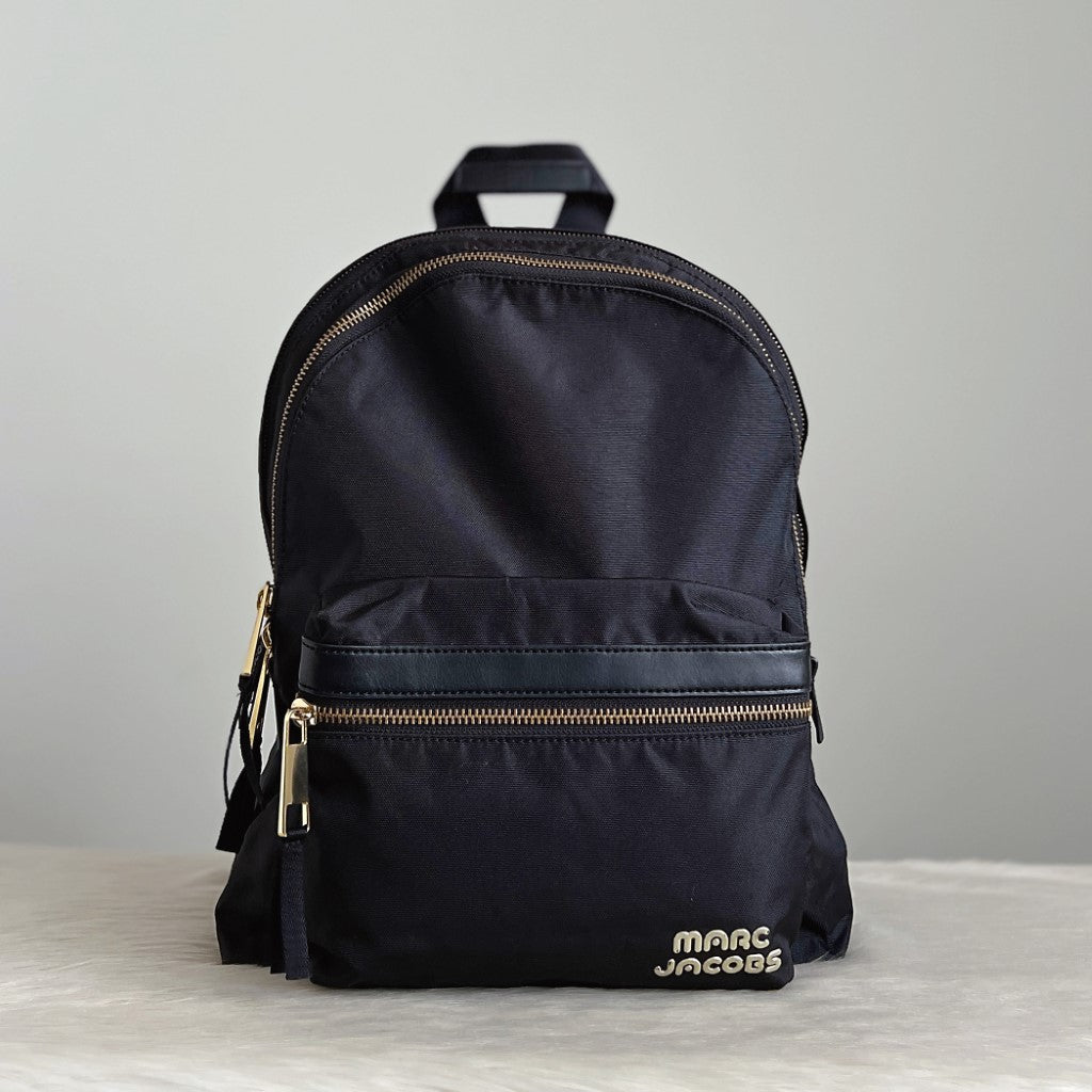 Marc Jacobs Black Canvas Front Logo Classic Backpack