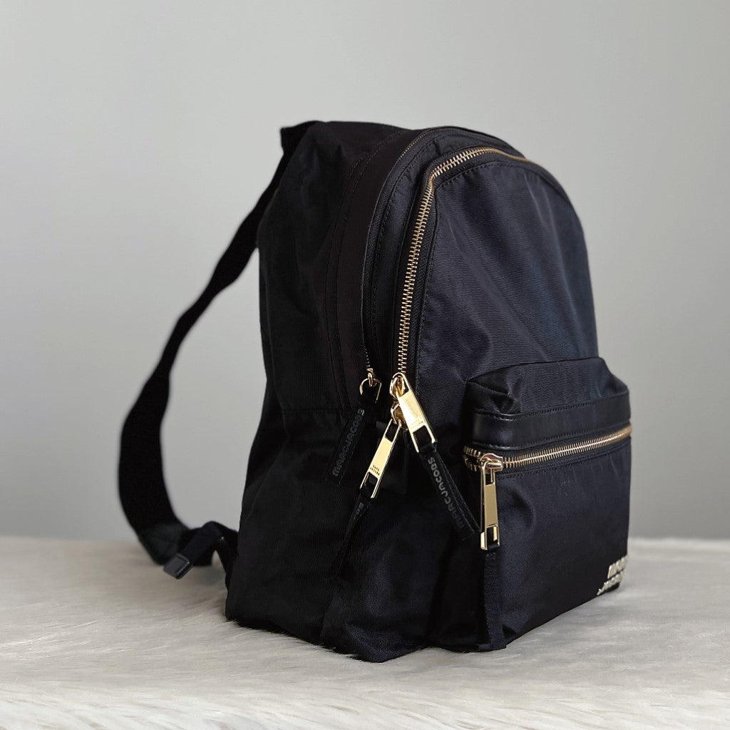 Marc Jacobs Black Canvas Front Logo Classic Backpack