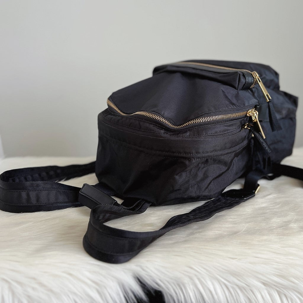 Marc Jacobs Black Canvas Front Logo Classic Backpack