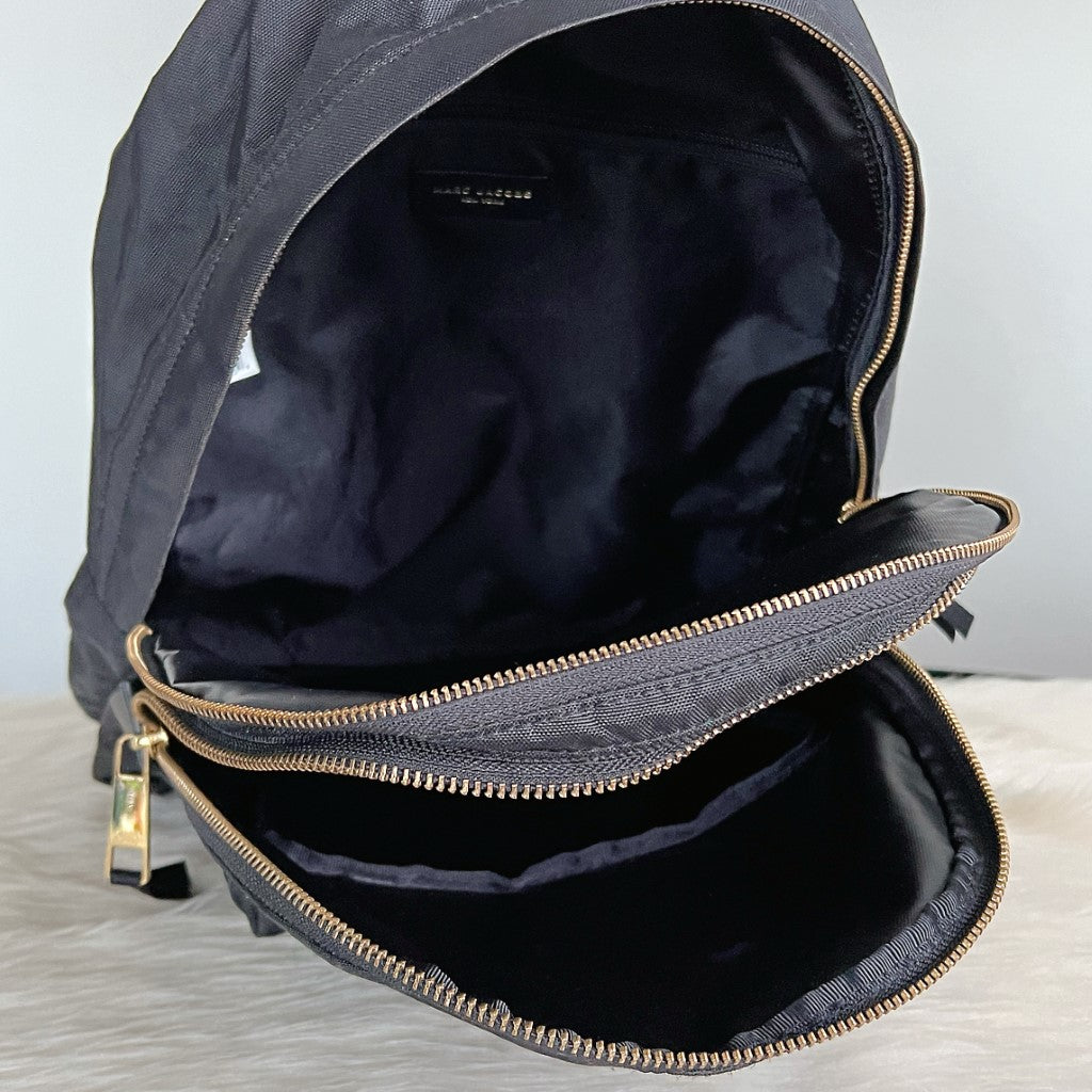 Marc Jacobs Black Canvas Front Logo Classic Backpack