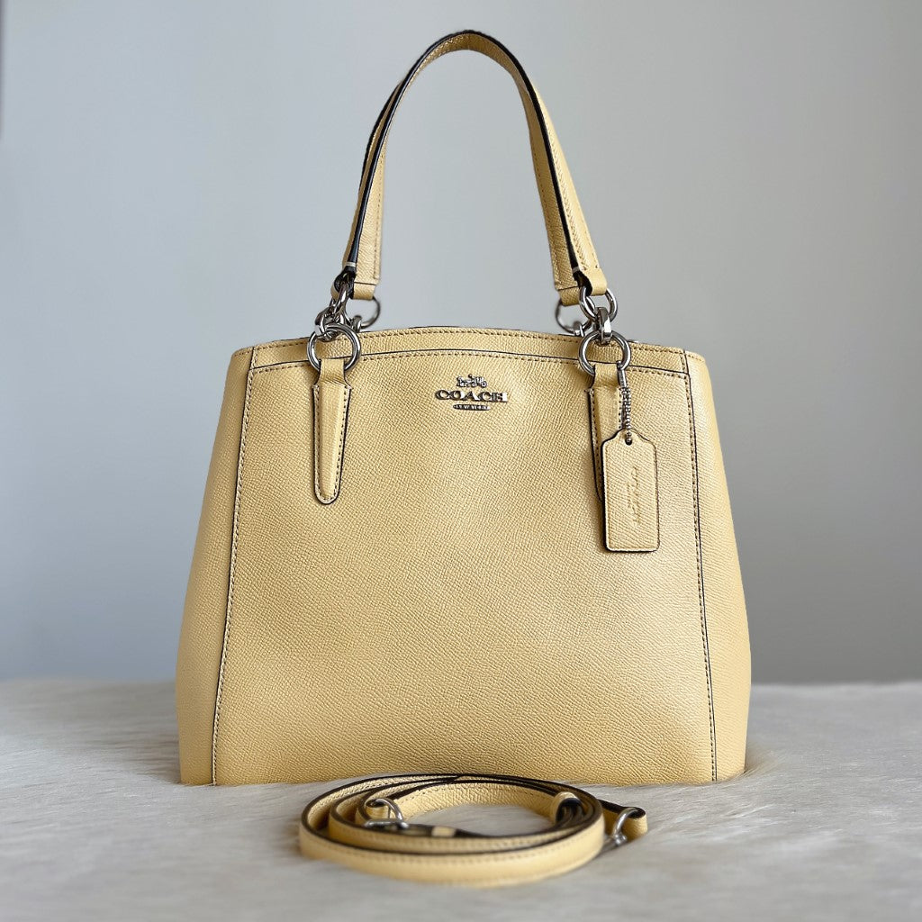 Coach Yellow Leather Triple Compartment 2 Way Shoulder Bag