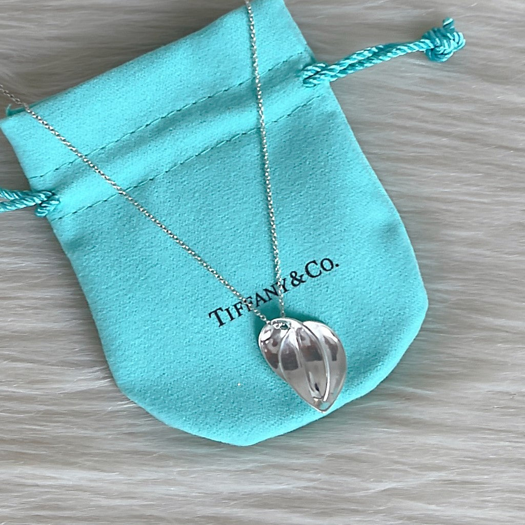 Tiffany & Co. Double Leaf Peretti Silver Necklace Excellent