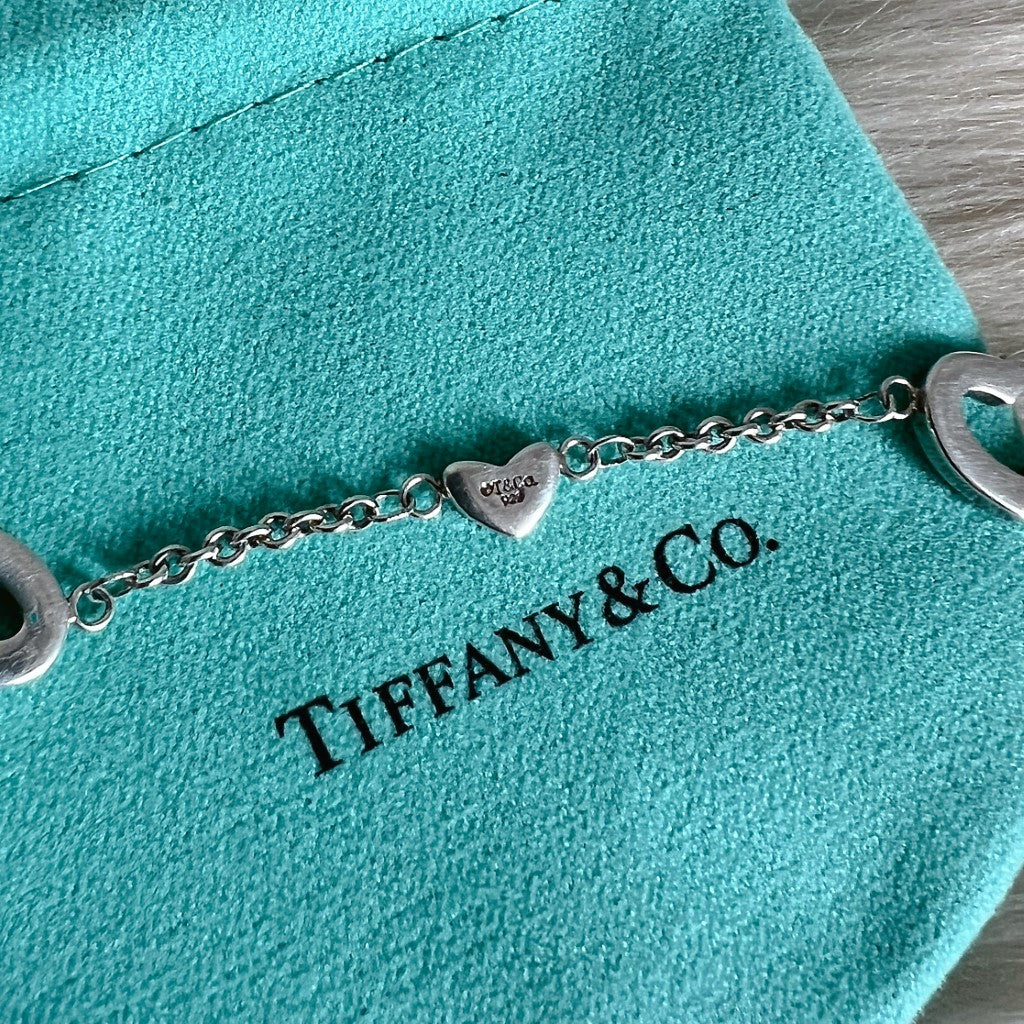 Tiffany & Co Open Solid Heart Silver Bracelet Excellent