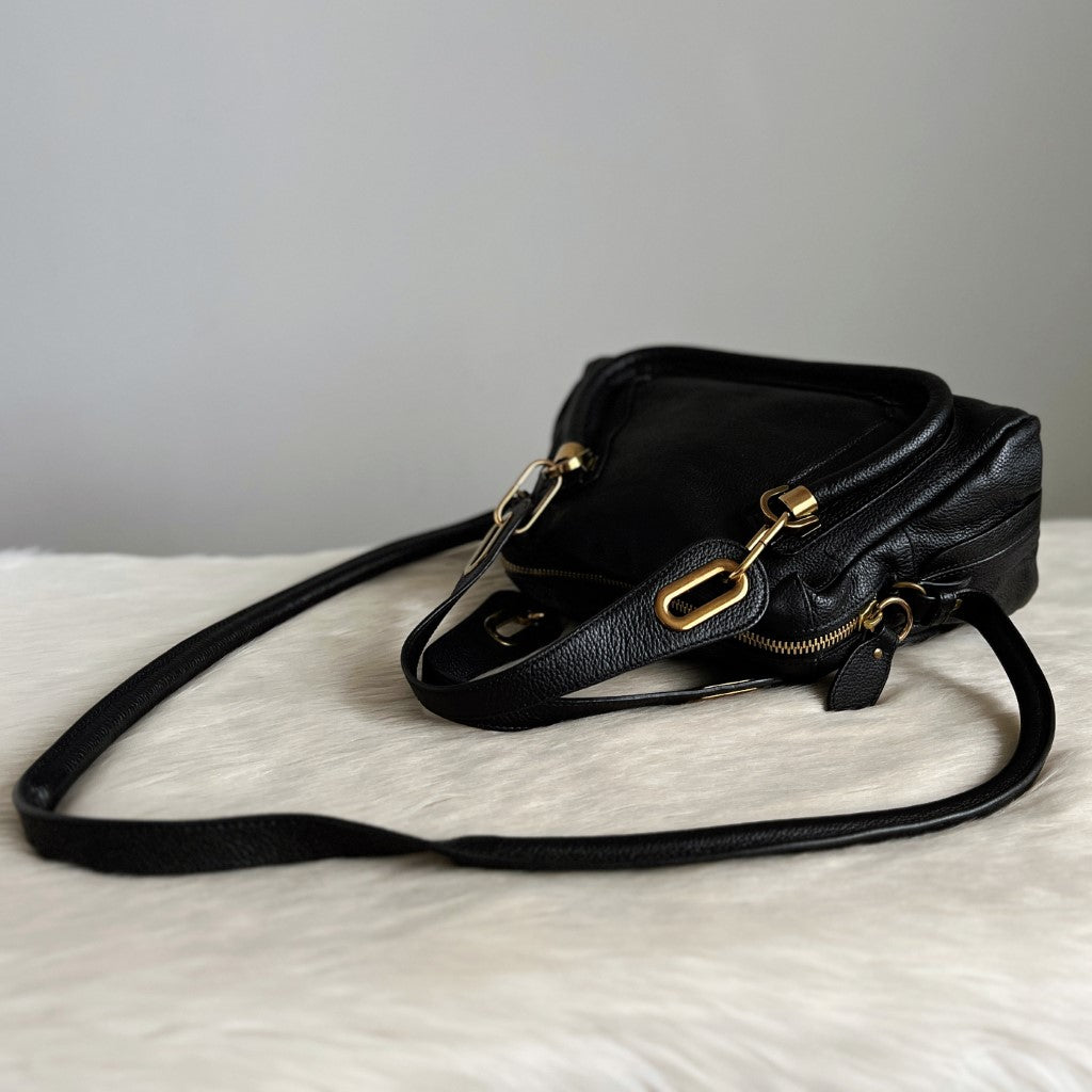 Chloe Iconic Black Leather Paraty 2 Way Shoulder Bag Excellent