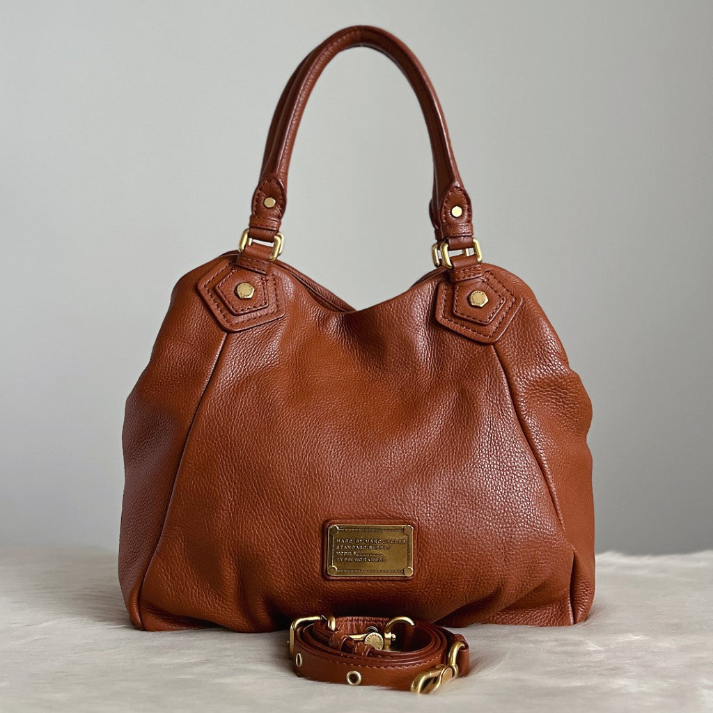 Marc Jacobs Caramel Leather Front Logo 2 Way Shoulder Bag