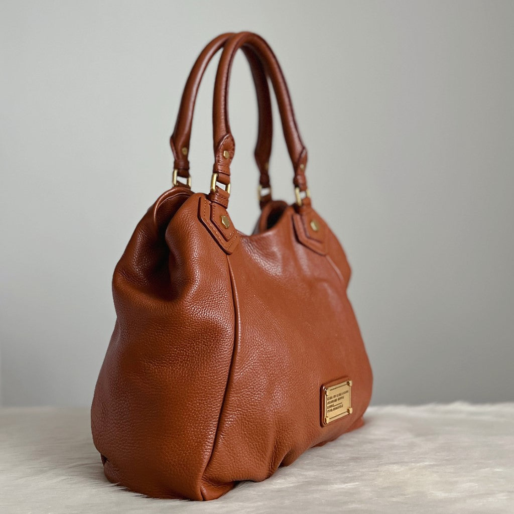 Marc Jacobs Caramel Leather Front Logo 2 Way Shoulder Bag