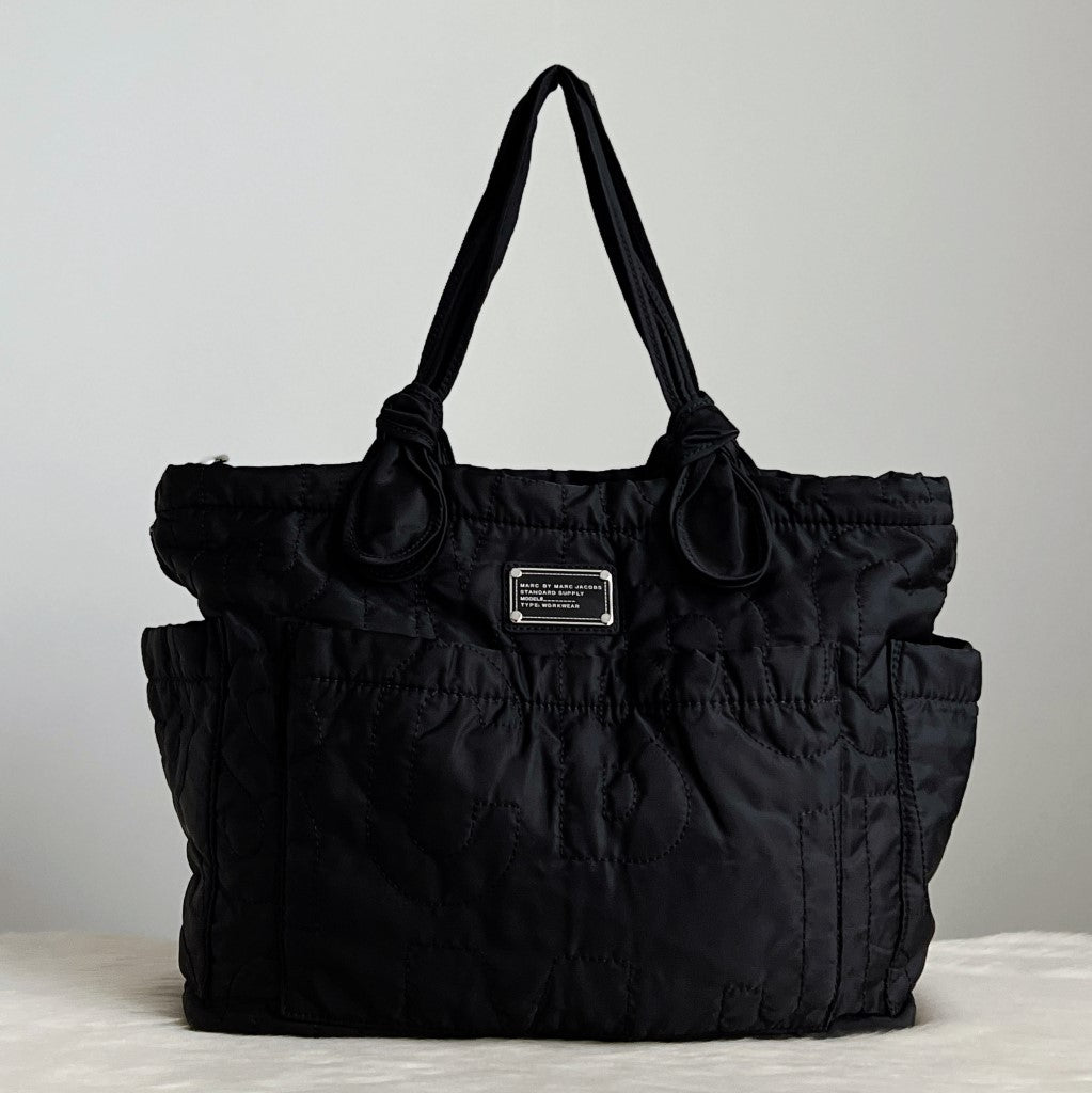 Marc Jacobs Black Quilted Nylon Large Carryall Shoulder Bag