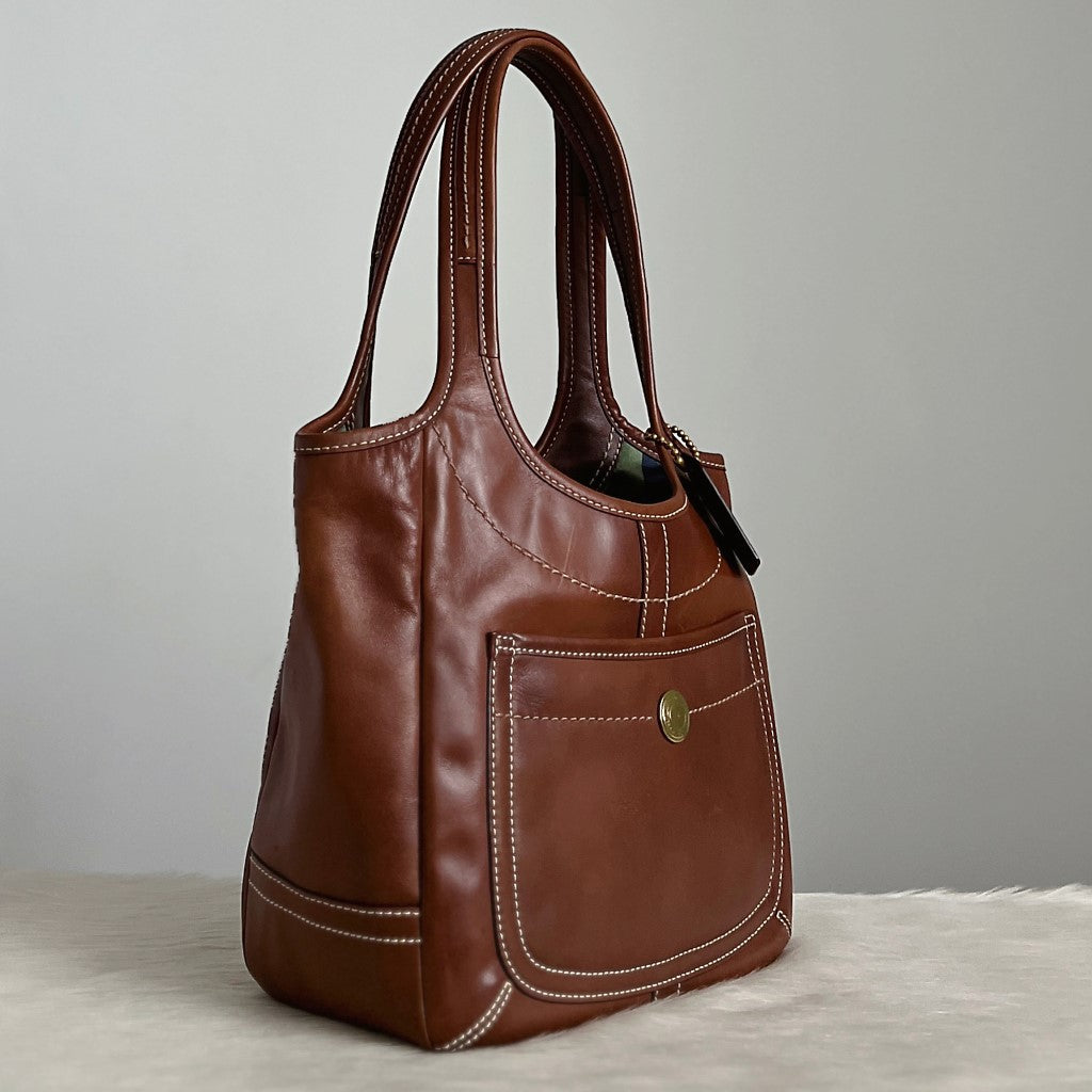 Coach Brown Leather Front Detail Shoulder Bag