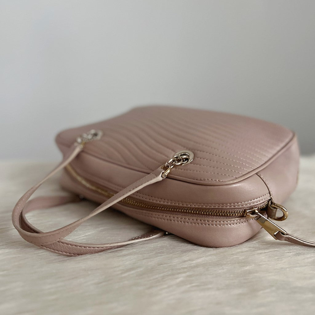 Furla Light Taupe Leather Chained Detail 2 Way Shoulder Bag