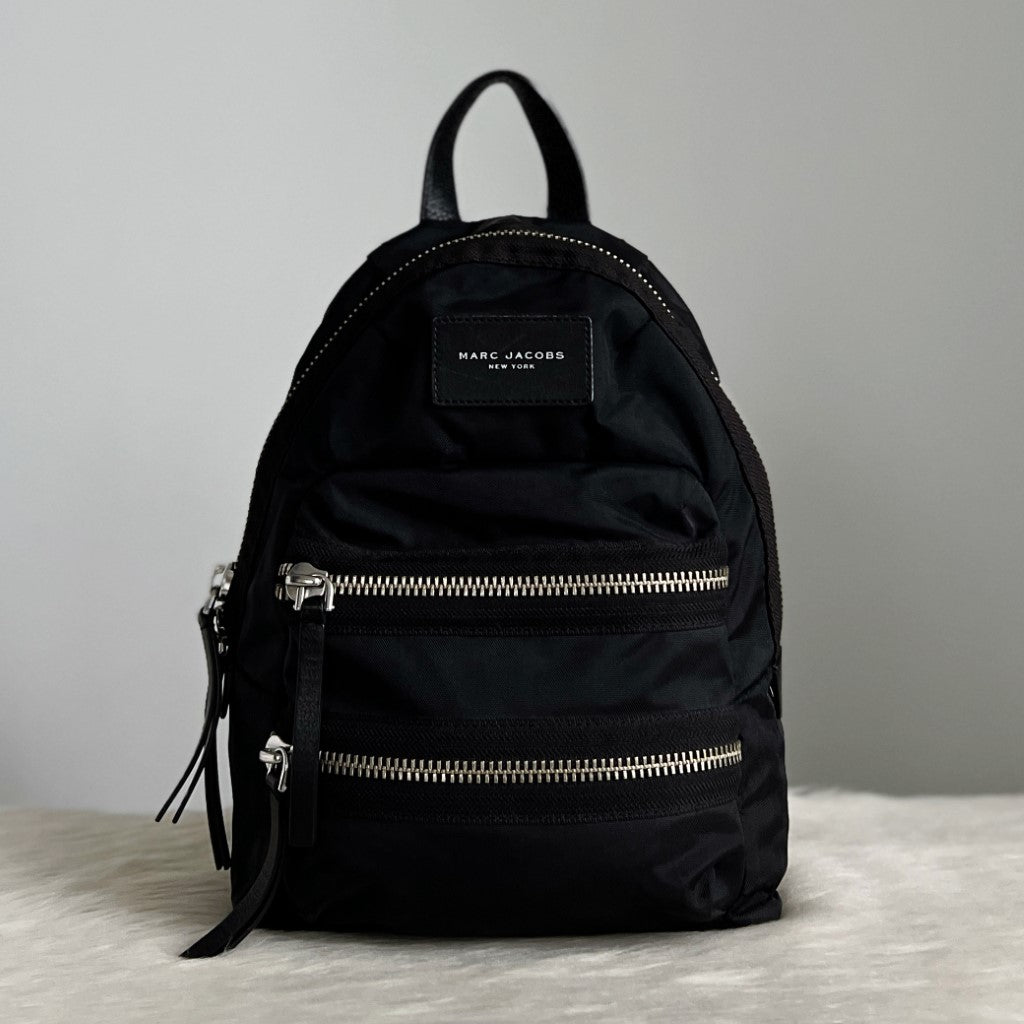 Marc Jacobs Black Multi-Zip Compartment Canvas Backpack