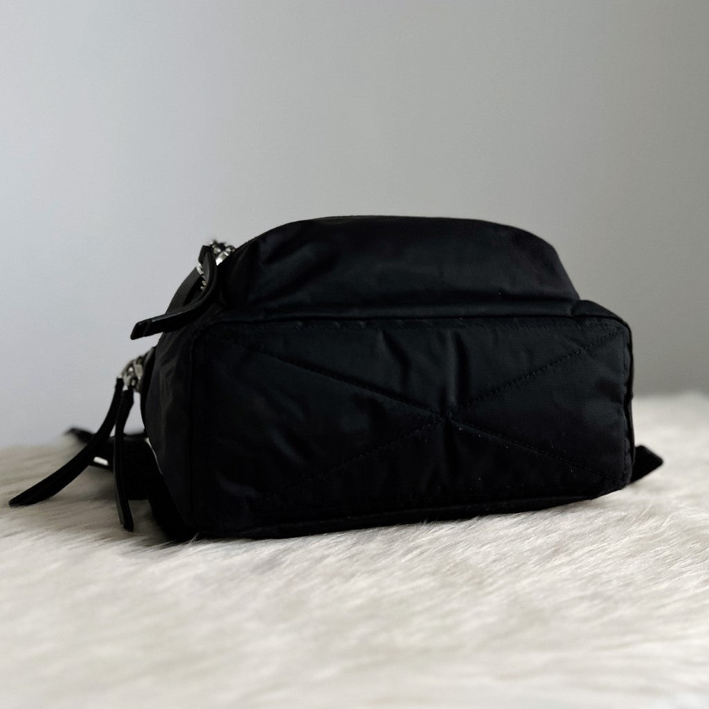 Marc Jacobs Black Multi-Zip Compartment Canvas Backpack