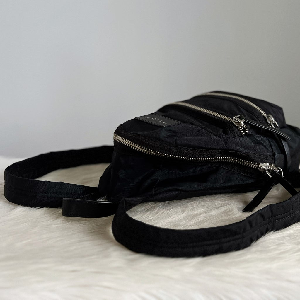 Marc Jacobs Black Multi-Zip Compartment Canvas Backpack