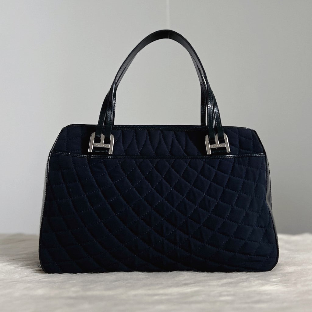 Bally Two Tone Patchwork Quilted Classic Tote Bag