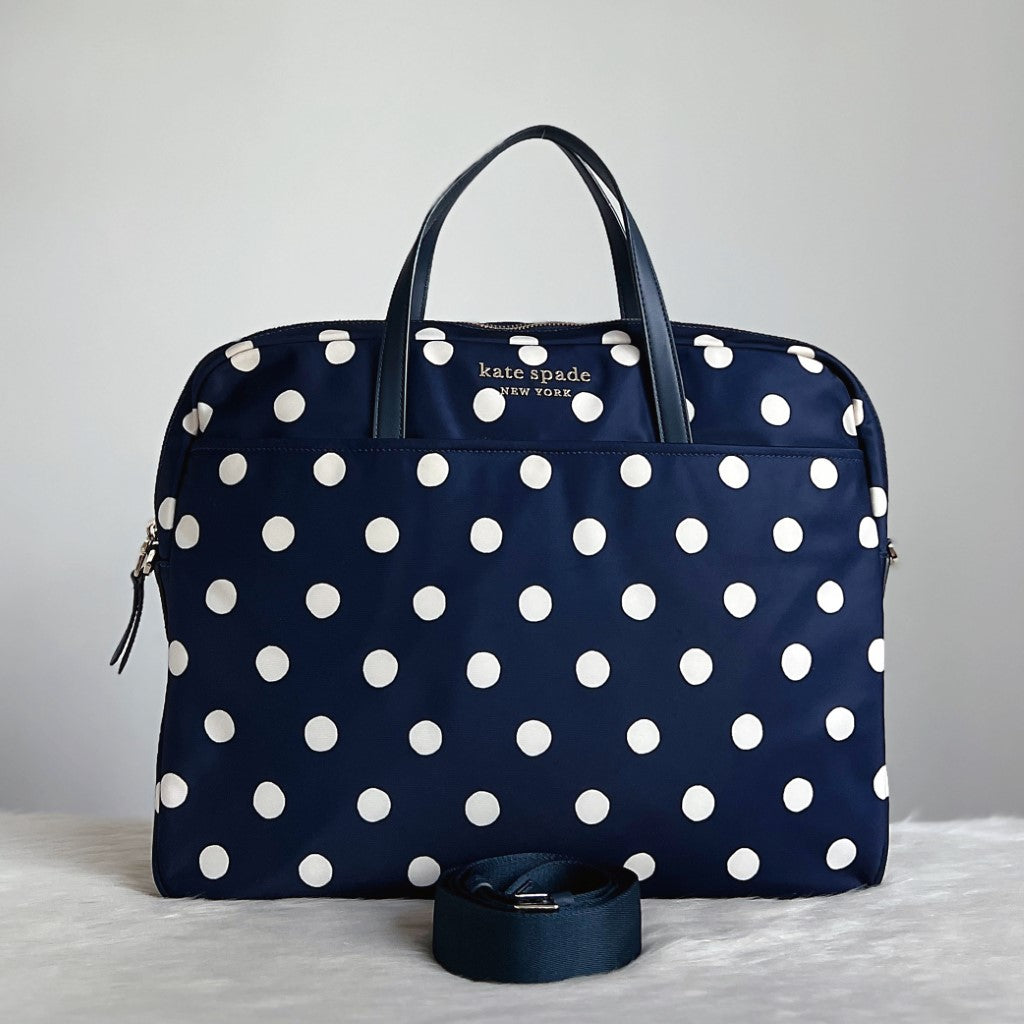 Kate Spade Navy Polka Dot Computer 2 Way Shoulder Bag